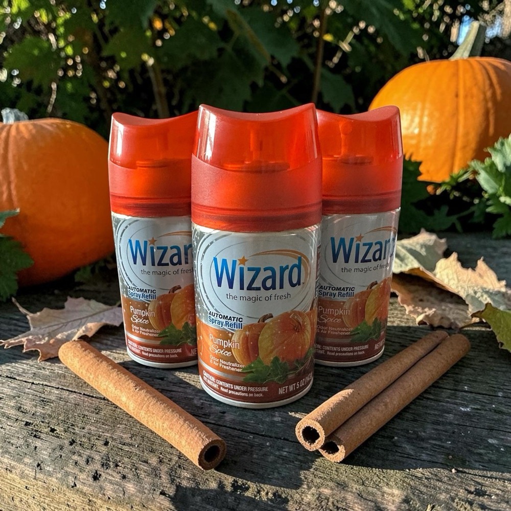 3 Rare Wizard Pumpkin Spice Automatic Spray Refills 5 oz Fits Air Wick Glade